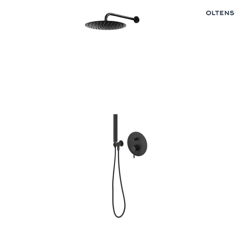 Oltens Molle komplet zestaw podtynkowy z deszczownicą 30 cm i słuchawką czarny mat 36600300