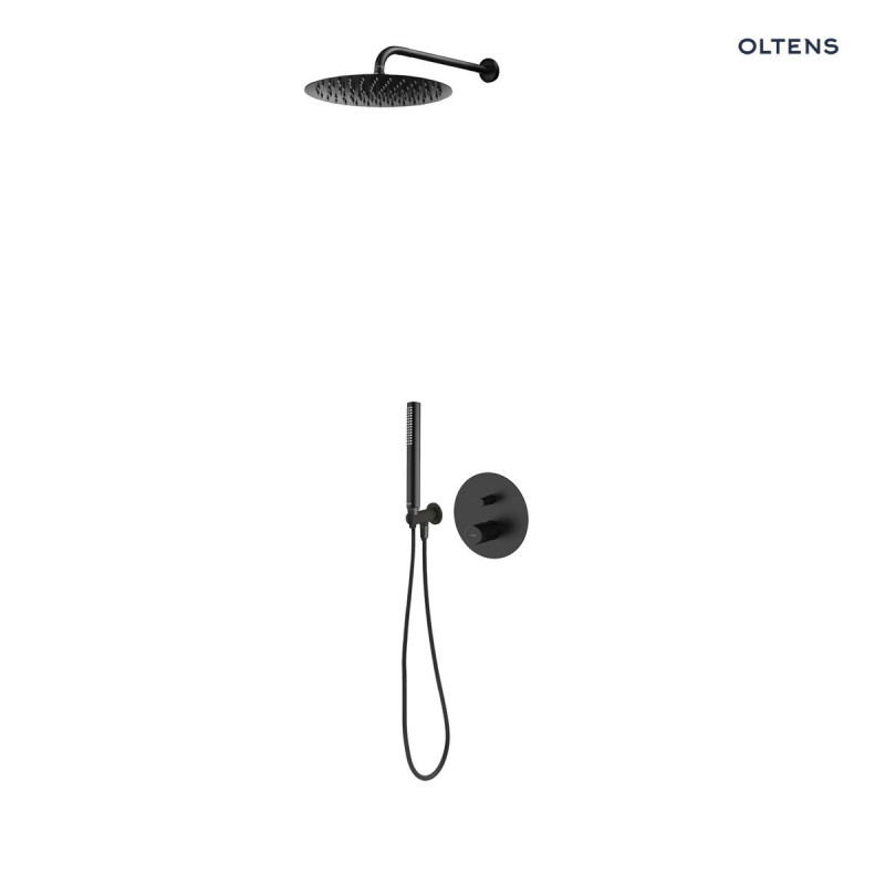 Oltens Hamnes komplet zestaw podtynkowy z deszczownicą 30 cm i słuchawką czarny mat 36607300