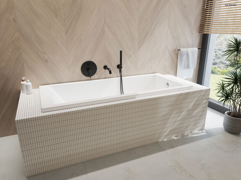 Oltens Molle komplet zestaw wannowy podtynkowy z wylewką i słuchawką czarny mat 36602300