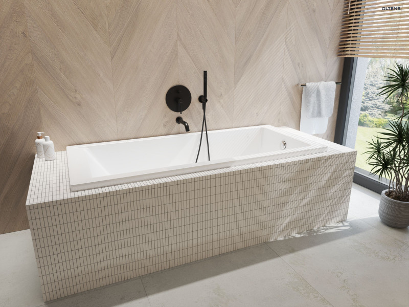 Oltens Hamnes komplet zestaw wannowy podtynkowy z wylewką i słuchawką czarny mat 36609300