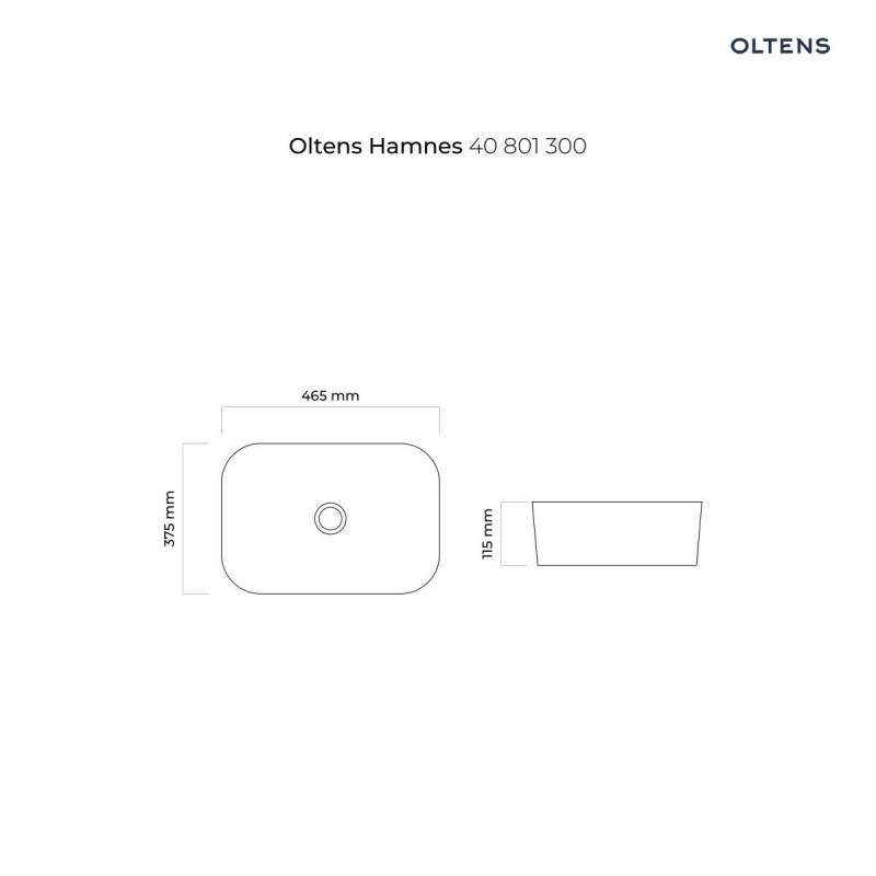 Oltens Hamnes umywalka 46,5x37,5 cm nablatowa z powłoką SmartClean czarny mat 40801300