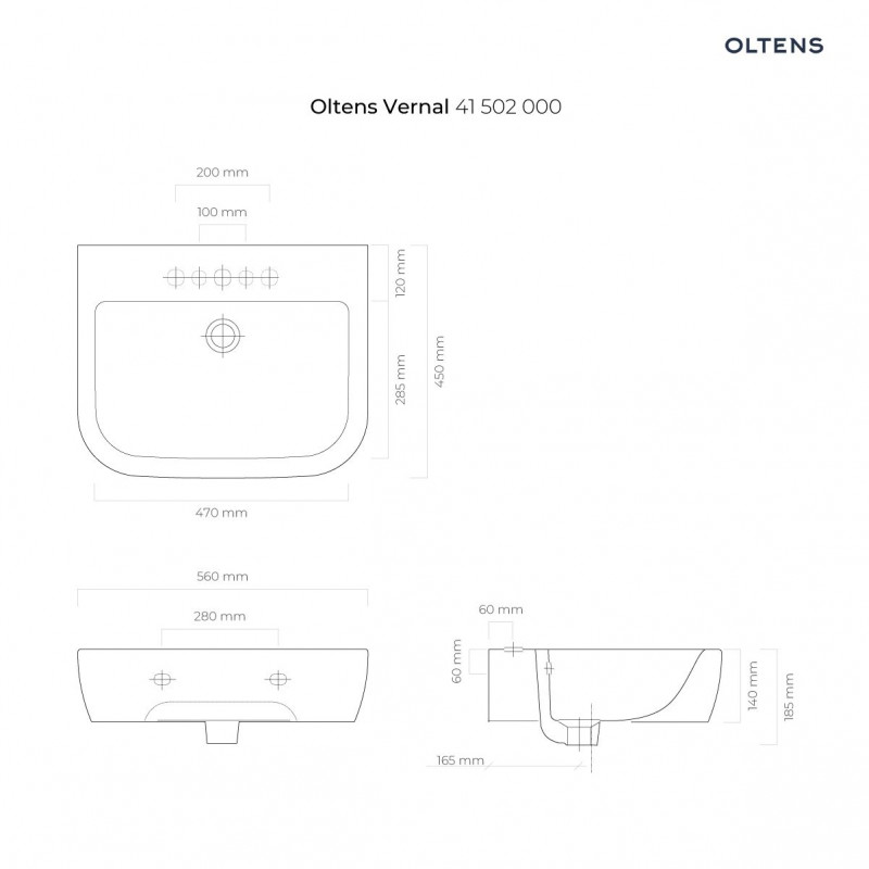 Oltens Vernal umywalka wisząca 56x45 z powłoką SmartClean biały 41502000