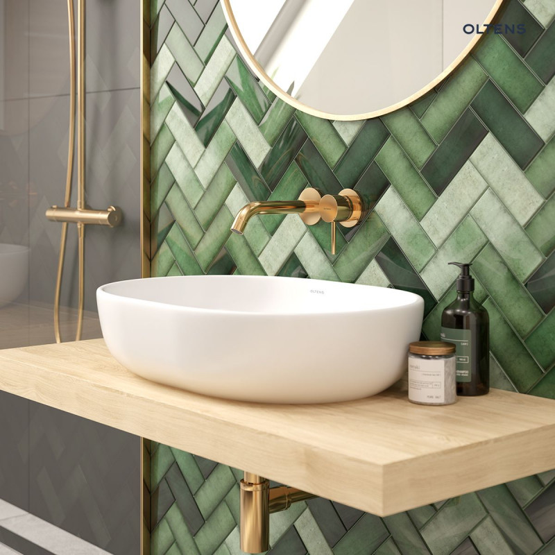 Oltens Molle bateria umywalkowa podtynkowa kompletna złoty połysk 32600800