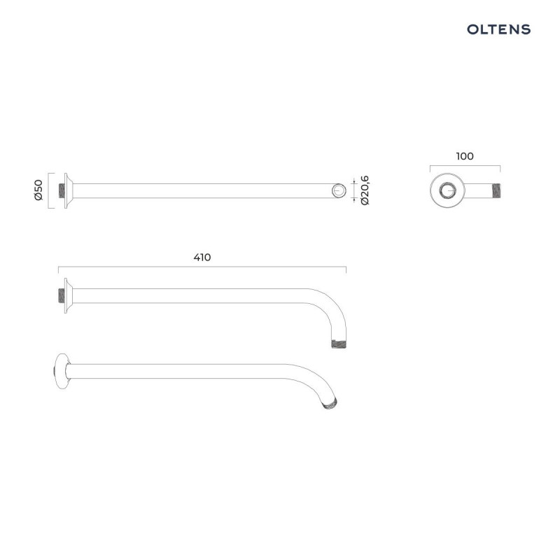 Oltens Vindel Lagan deszczownica 30 cm okrągła z ramieniem złoto szczotkowane 36012810