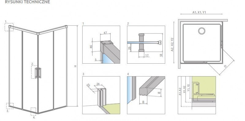 Radaway Idea KDD kabina prostokątna 75x120 drzwi przesuwne chrom przeźroczyste Easy Clean 387066-01-01L + 387064-01-01R