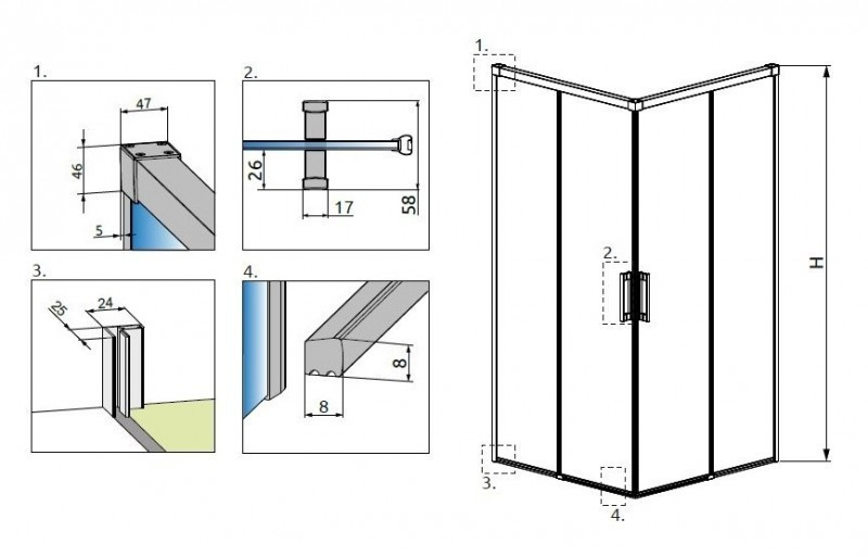 Radaway Idea Black KDD kabina prostokątna 70x100 drzwi przesuwne czarny przeźroczyste Easy Clean 387065-54-01L + 387062-54-01R