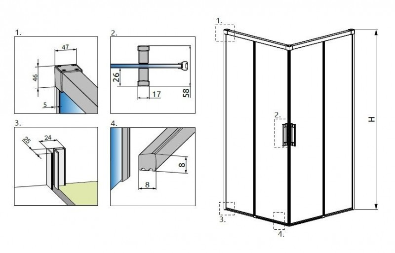 Radaway Idea Black KDD kabina prostokątna 70x75 drzwi przesuwne czarny przeźroczyste Easy Clean 387065-54-01L + 387066-54-01R
