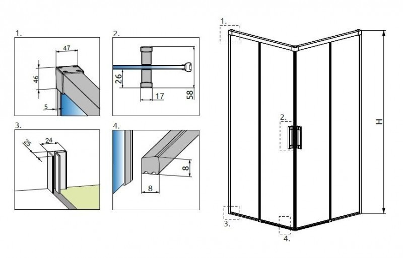 Radaway Idea Black KDD kabina prostokątna 100x75 drzwi przesuwne czarny przeźroczyste Easy Clean 387062-54-01L + 387066-54-01R