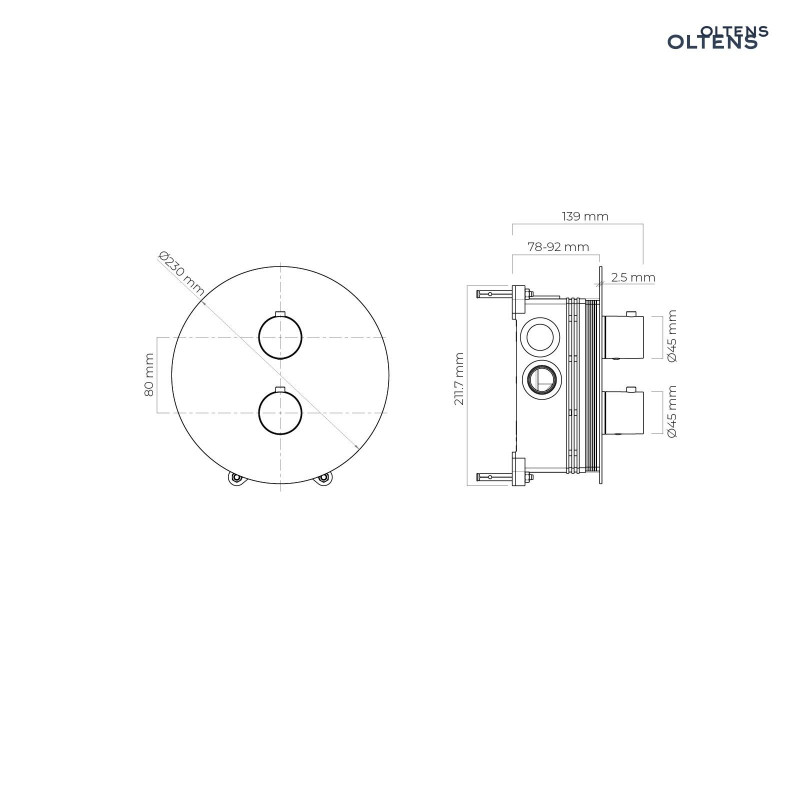 Oltens Katla bateria termostatyczna wannowo-prysznicowa podtynkowa kompletna chrom 34600100