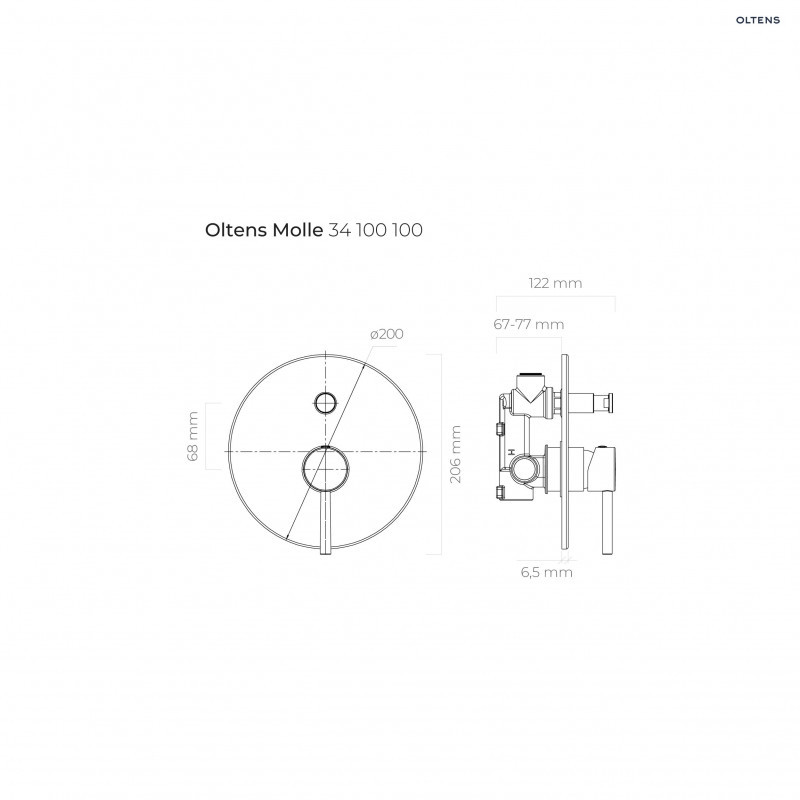Oltens Molle bateria wannowo-prysznicowa podtynkowa kompletna czarny mat 34100300
