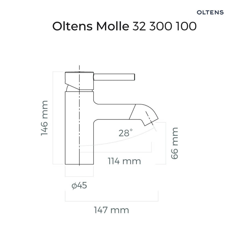 Oltens Molle bateria umywalkowa stojąca czany mat 32200300