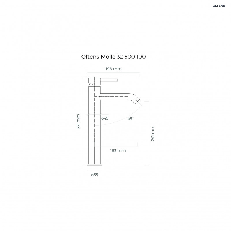 Oltens Molle bateria umywalkowa wysoka stojąca chrom 32500100