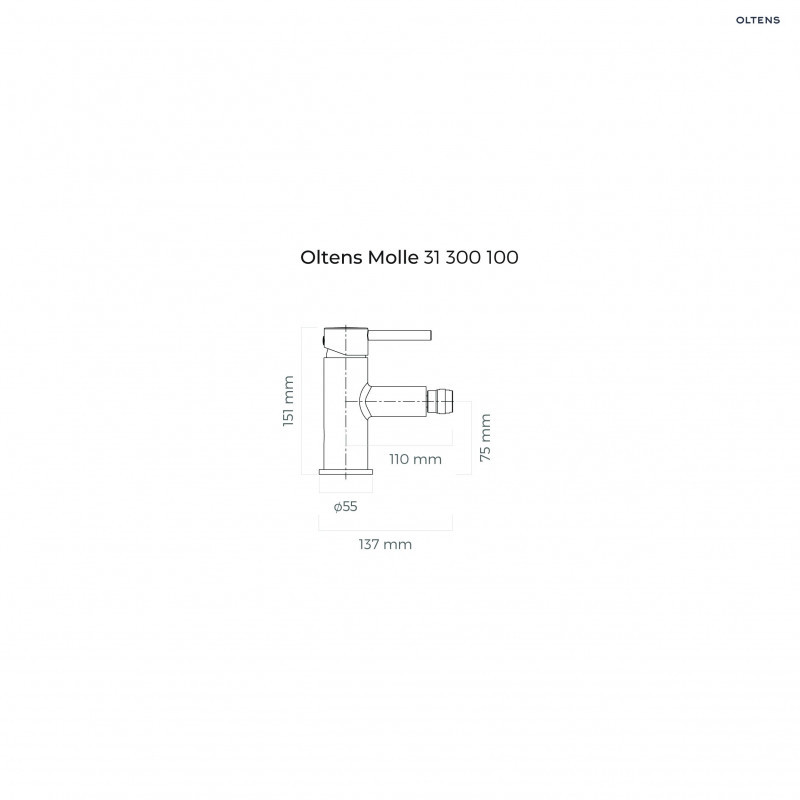 Oltens Molle bateria bidetowa czarny mat 31300300