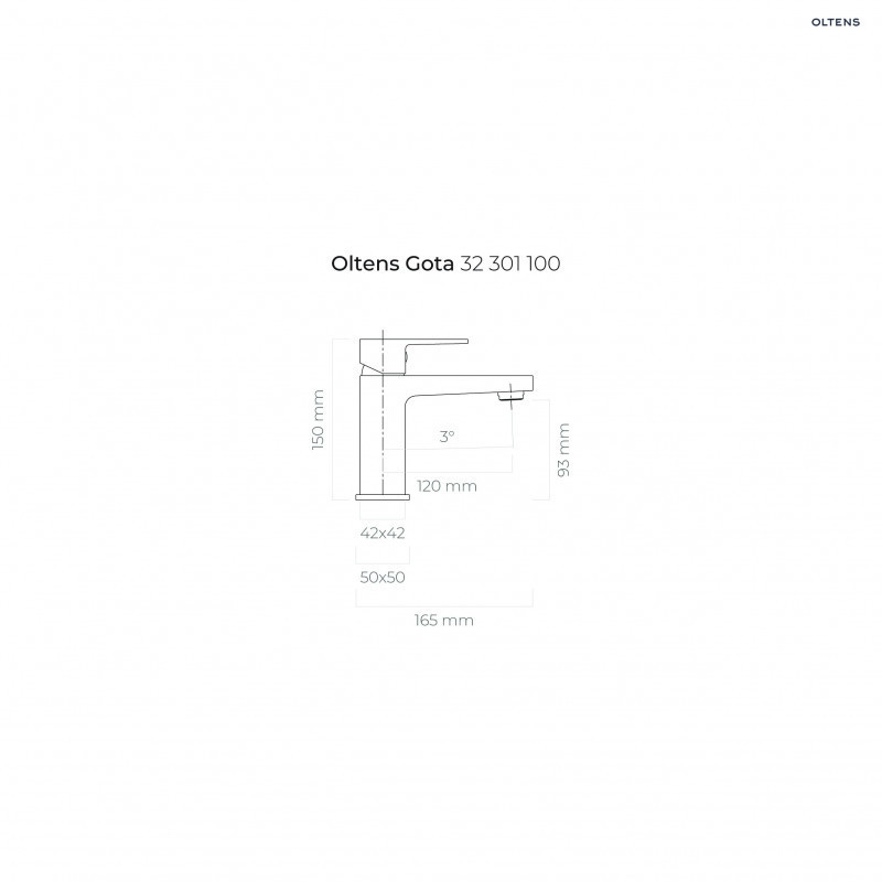 Oltens Gota bateria umywalkowa stojąca złoty połysk 32201800
