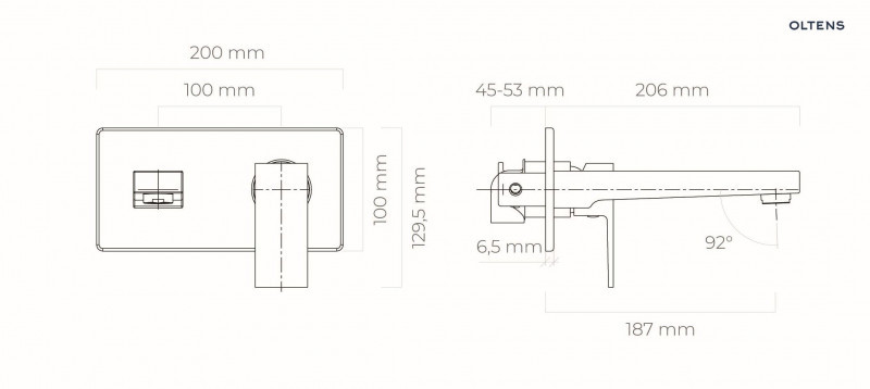 Oltens Gota bateria umywalkowa podtynkowa kompletna czarny mat 32601300