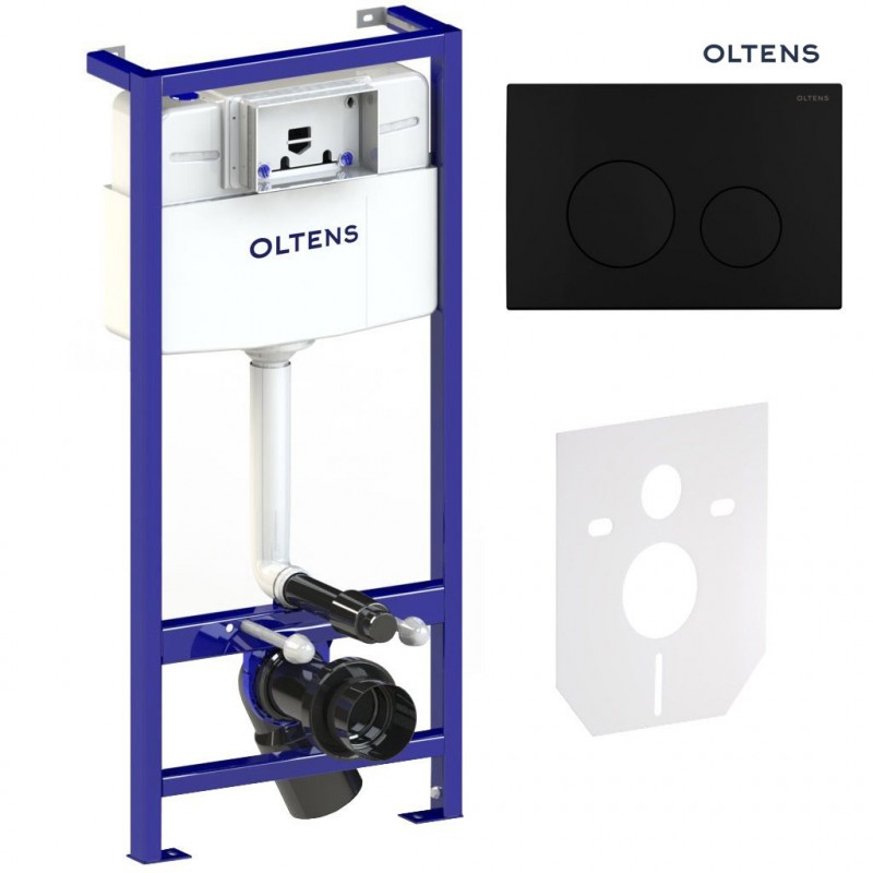 Oltens Triberg zestaw Lule 5w1 stelaż podtynkowy z przyciskiem spłukującym czarny mat 58301300