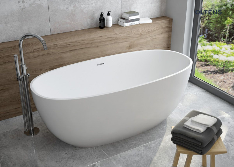 Oltens Stora wanna wolnostojąca owalna 150x7 cm akryl biały połysk 12008000