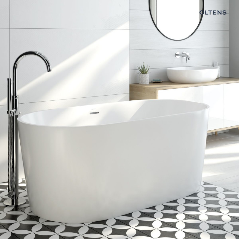 Oltens Inga wanna wolnostojąca 177x80 cm owalna akryl biały połysk 12004000