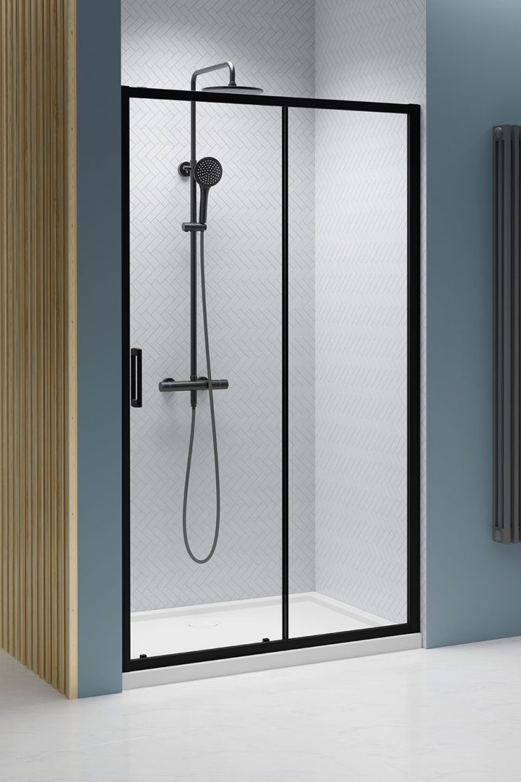 Radaway Premium Pro Black DWJ drzwi wnękowe przesuwne 150 cm prawe czarny przeźroczyste Easy Clean 1014150-54-01R