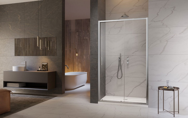 Radaway Premium Pro DWJ drzwi wnękowe przesuwne 140 cm prawe chrom przeźroczyste Easy Clean 1014140-01-01R