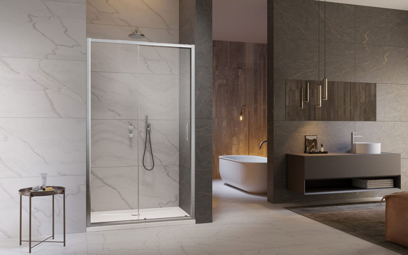 Radaway Premium Pro DWJ drzwi wnękowe przesuwne 120 cm lewe chrom przeźroczyste Easy Clean 1014120-01-01L