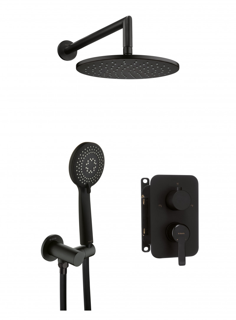 Deante Arnika zestaw prysznicowy podtynkowy z deszczownicą 25x25 czarny matowy BXYZNQAM