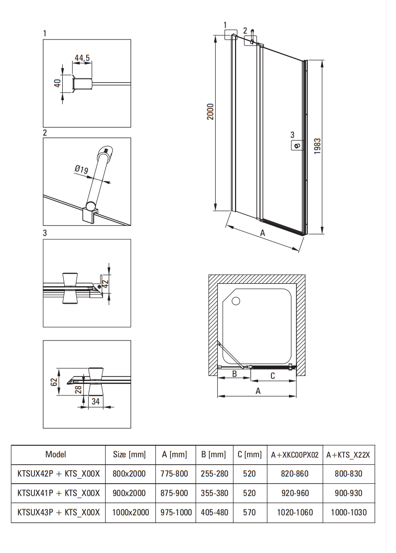 Deante Kerria Plus drzwi prysznicowe uchylne 80 cm czarny/przeźroczyste TotalWhite Active Cover KTSUN42P