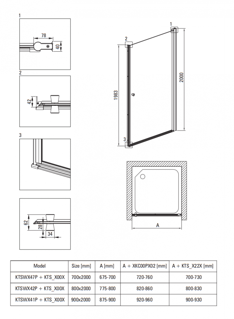 Deante Kerria Plus drzwi prysznicowe wahadłowe 90 cm chrom/przeźroczyste TotalWhite Active Cover KTSW041P
