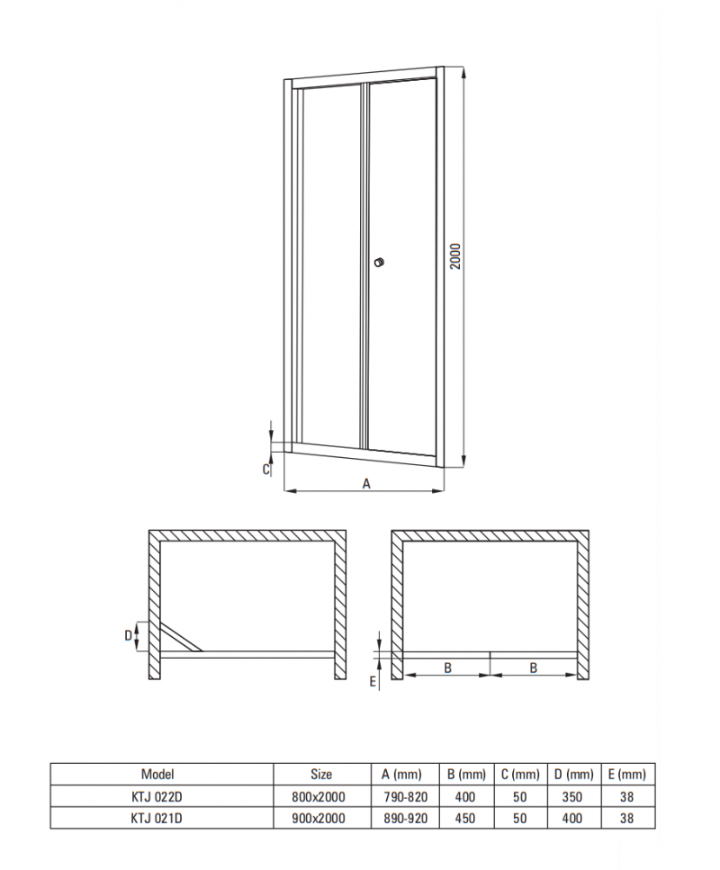 Deante Jasmin Plus drzwi wnękowe składane 90 cm L/P chrom/przeźroczyste Active Cover KTJ021D