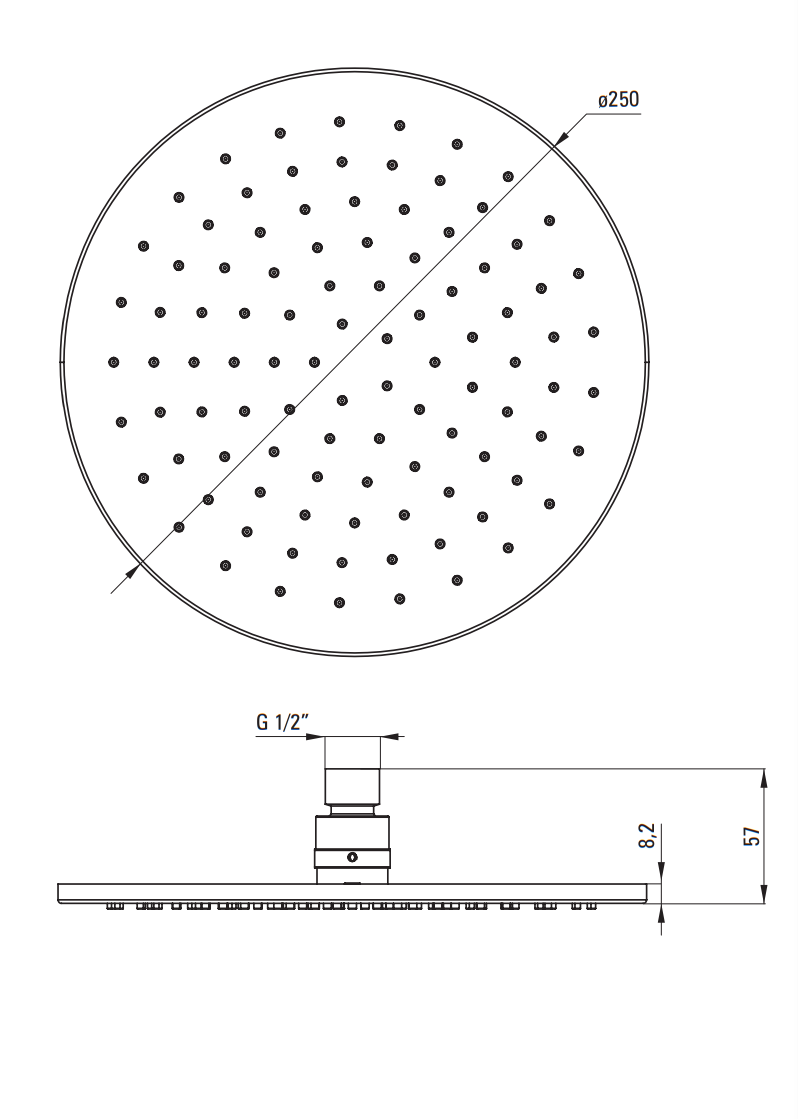 Deante Cascada deszczownica głowica prysznicowa okrągła 25x25 cm chrom NAC091K
