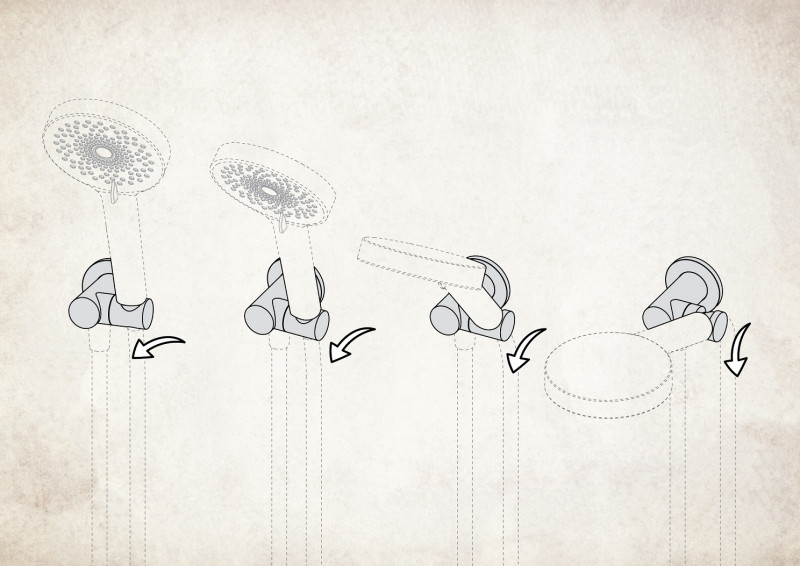 Deante Cascada przyłącze kątowe okrągłe z uchwytem na słuchawkę złoty NACZ57K