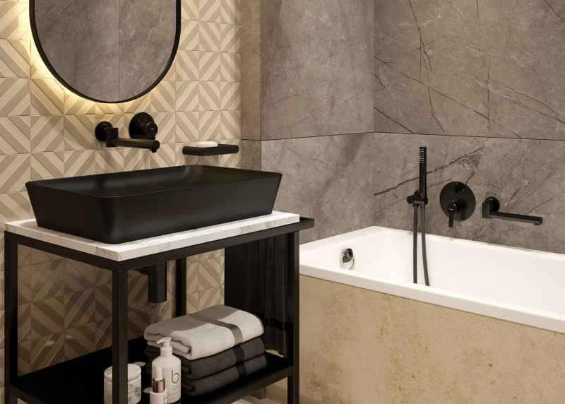 Deante Cascada przyłącze kątowe okrągłe z uchwytem na słuchawkę czarny matowy NACN57K