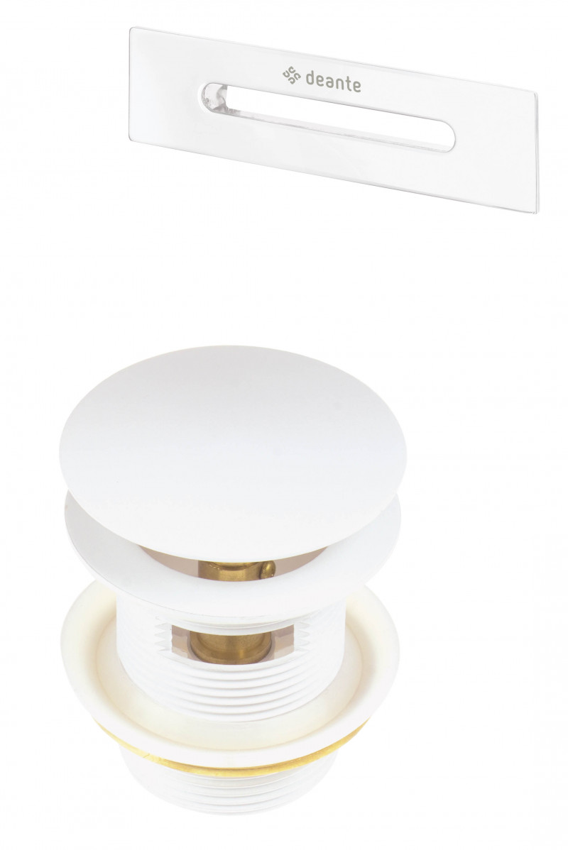 Deante zestaw akcesoriów do wanny - korek i przelew biały matowy KYYA10B