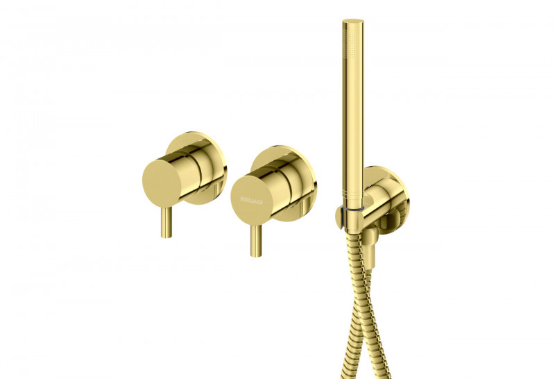 Kohlman Axel Gold podtynkowa bateria wannowo-prysznicowa 3-otworowa złoty połysk QW260AGD