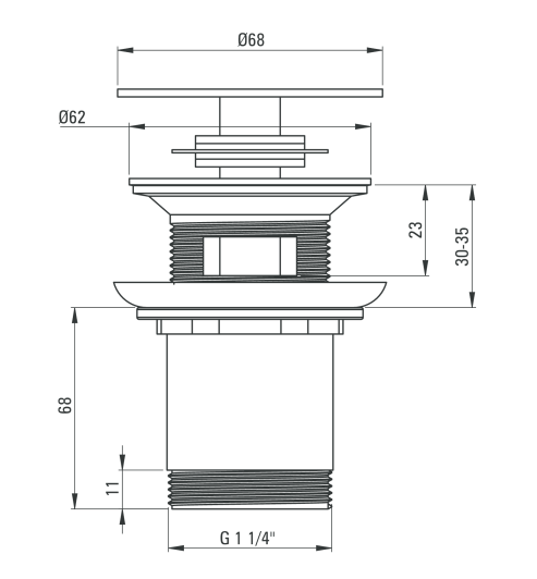 Deante korek umywalkowy click-clack uniwersalny okrągły chrom NHC010U