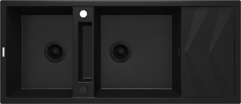 Deante Magnetic zlewozmywak granitowy magnetyczny 2 komory z ociekaczem nero ZRMN213