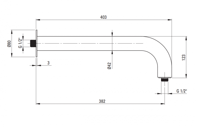 Deante Silia ramię prysznicowe ścienne 380 mm titanium NQSD41K