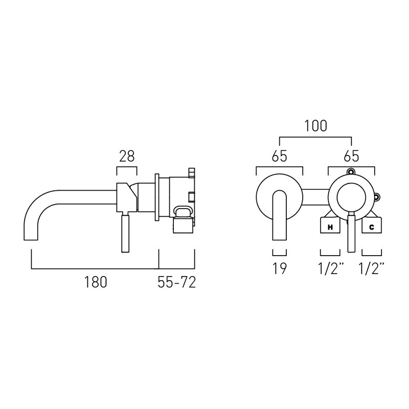Vado Origins bateria umywalkowa podtynkowa chrom połysk ORI-209S/A-CP