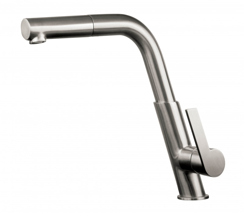 Deante Silia bateria zlewozmywakowa z wyciąganą wylewką stal szczotkowana BQSF73M