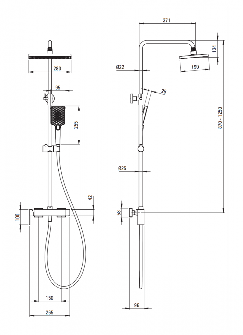 Deante Anemon zestaw prysznicowy z deszczownicą 28x19 czarny matowy NACN1BZ