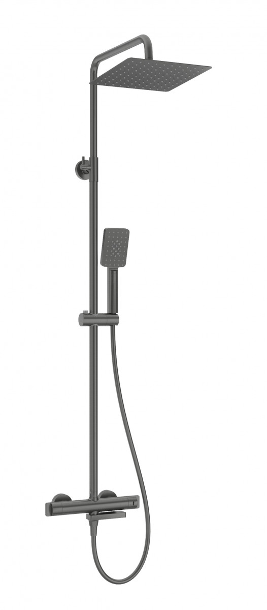 Deante Cascada termostatyczny zestaw wannowy z deszczownicą 25x25 i składaną wylewką titanium NACD1HT