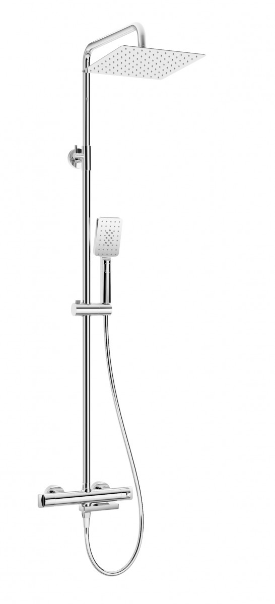 Deante Cascada termostatyczny zestaw wannowy z deszczownicą 25x25 i składaną wylewką chrom NAC01HT