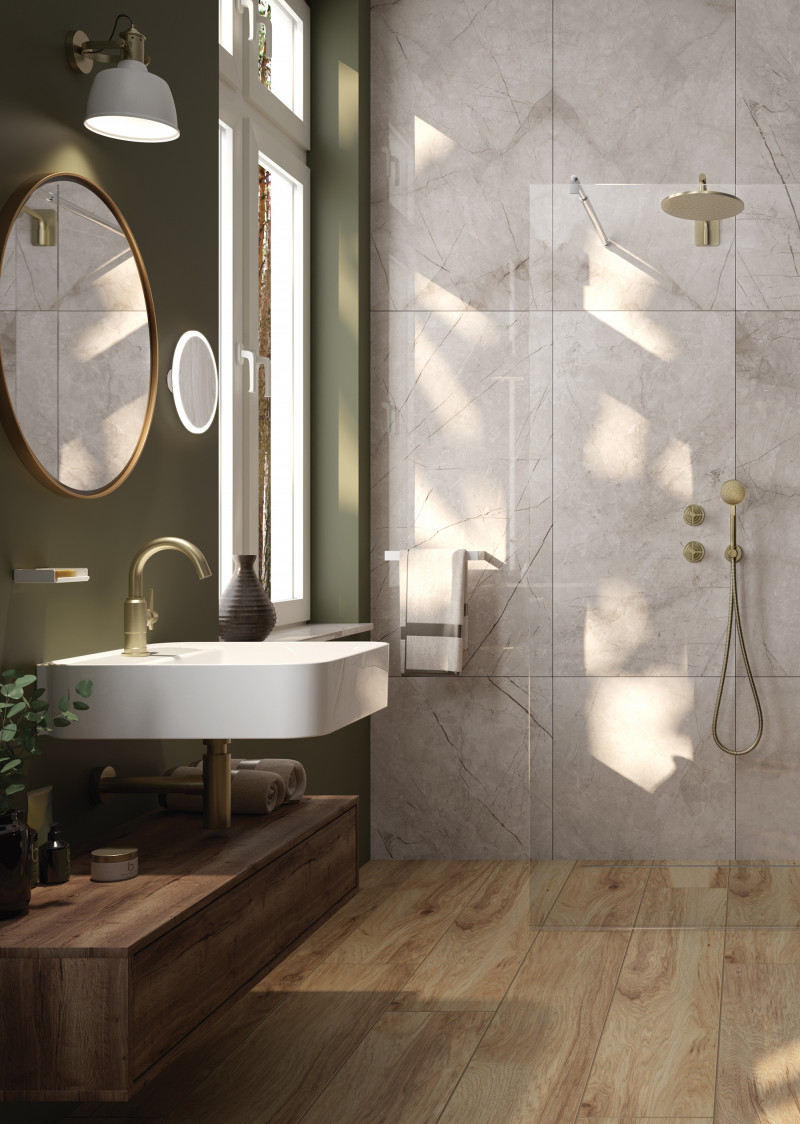 Deante Cascada deszczownica głowica prysznicowa okrągła 25x25 cm mosiądz NACM91K