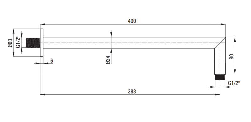 Deante Cascada ramię prysznicowe ścienne 40 cm titanium NACD45K