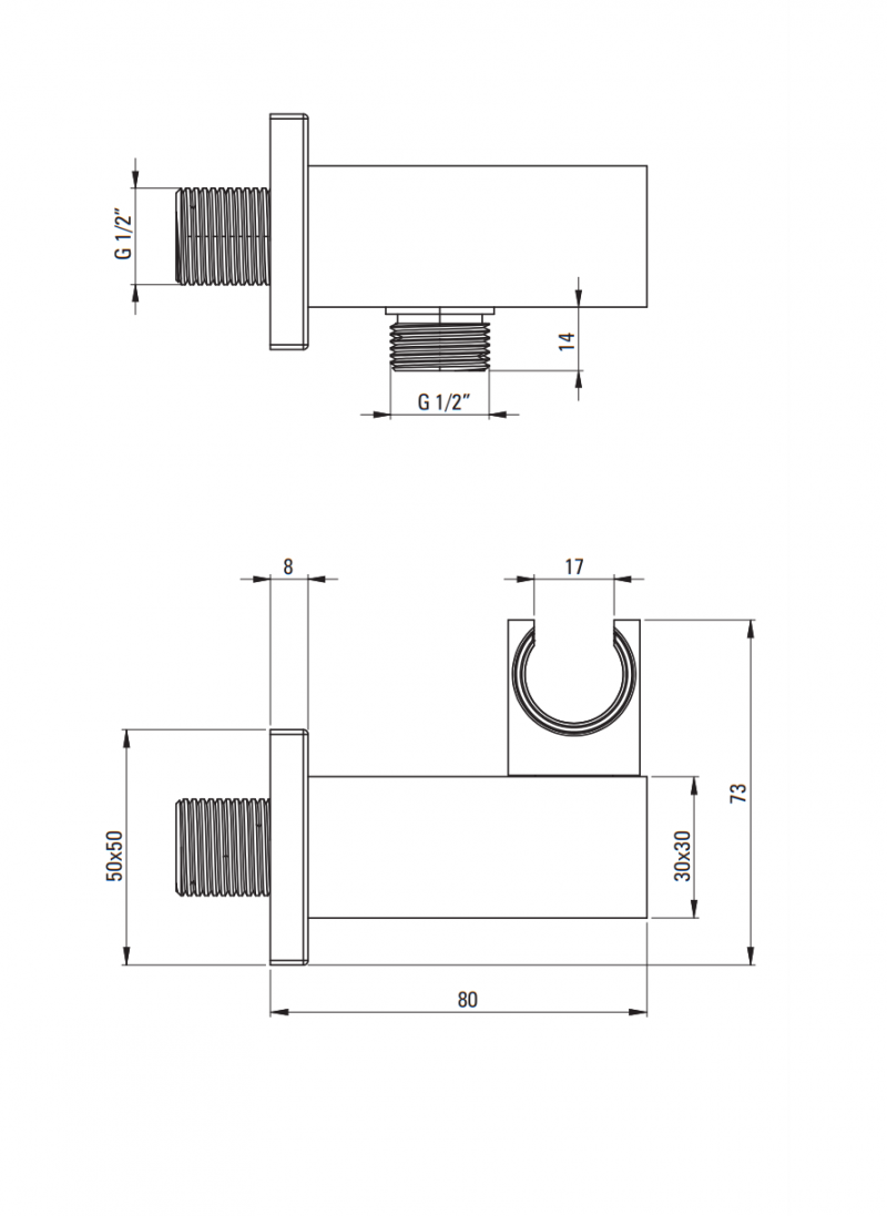 Deante Cascada przyłącze kątowe kwadratowe z uchwytem na słuchawkę czarny matowy NACN58K