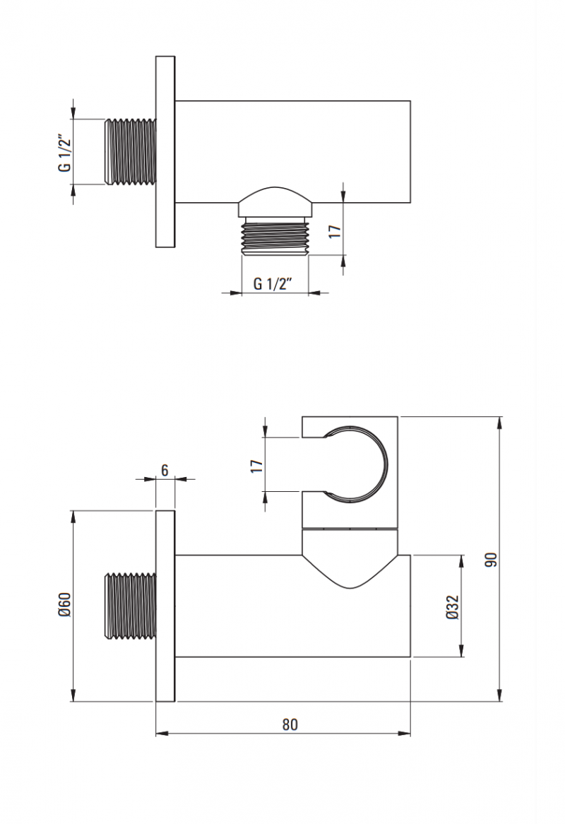 Deante Cascada przyłącze kątowe okrągłe z uchwytem na słuchawkę czarny matowy NACN57K