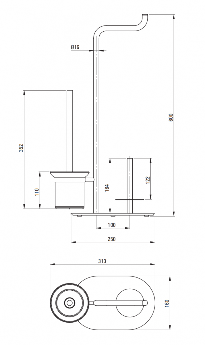 Deante Silia zestaw wolnostojący szczotka WC + stojak na papier czarny matowy ADIN732