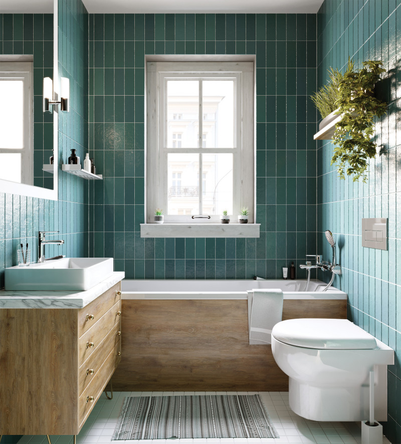 Deante Tubo bateria wannowa ścienna chrom połysk BUT010M