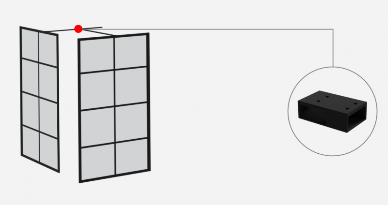 Excellent Fabrika łącznik wsporników kabiny Walk-in czarny KAEX.4008.CON.BL