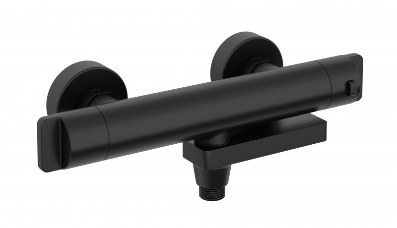 Deante Cascada bateria wannowa termostatyczna ze składaną wylewką ścienna czarny matowy BCHN1BT